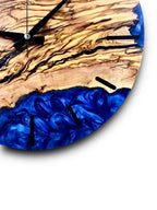 Blue & White Olive Wood Resin Wall Clock - Swirl Design - view 5