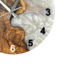 Black & White Olive Wood Resin Wall Clock - Natural Edge Design - view 4