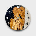 Black & White Olive Wood Resin Wall Clock - Figured Grain Design - main view