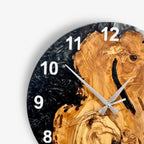 Black & White Olive Wood Resin Wall Clock - Figured Grain Design - view 2