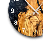Black & White Olive Wood Resin Wall Clock - Figured Grain Design - view 10