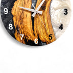 Black & White Olive Wood Resin Wall Clock - Bold Grain Design - main view