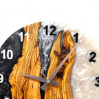 Black & White Olive Wood Resin Wall Clock - Bold Grain Design - view 2