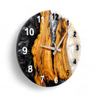 Black & White Olive Wood Resin Wall Clock - Bold Grain Design - view 3