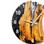Black & White Olive Wood Resin Wall Clock - Bold Grain Design - view 10