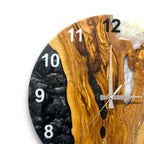 Black & White Olive Wood Resin Wall Clock - Statement Design - view 2