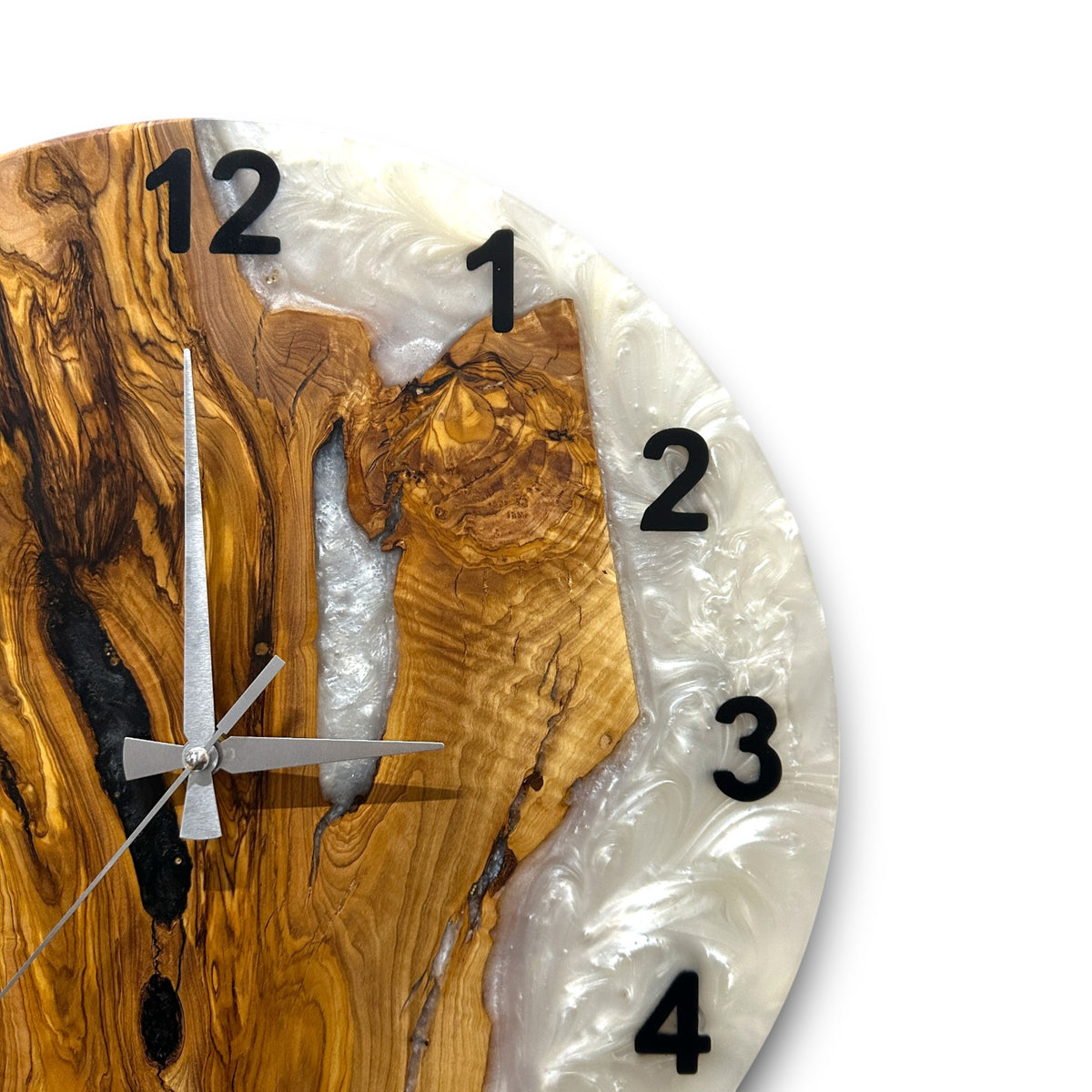 Black & White Olive Wood Resin Wall Clock - Statement Design - view 3