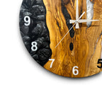 Black & White Olive Wood Resin Wall Clock - Statement Design - view 5