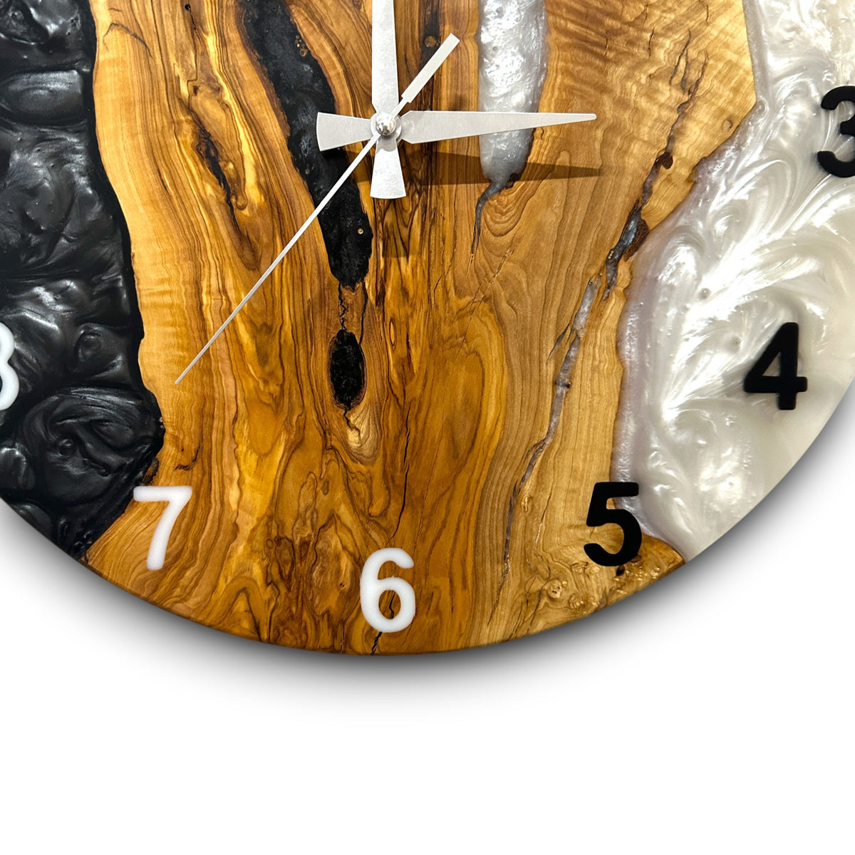 Black & White Olive Wood Resin Wall Clock - Statement Design - view 8