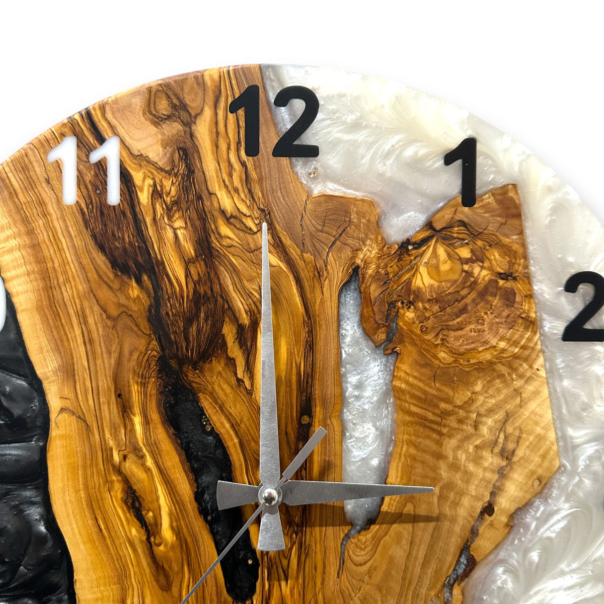 Black & White Olive Wood Resin Wall Clock - Statement Design - view 9