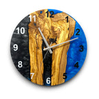 Black & Blue Olive Wood Resin Wall Clock - River Grain Design - main view