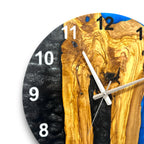 Black & Blue Olive Wood Resin Wall Clock - River Grain Design - view 3