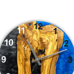 Black & Blue Olive Wood Resin Wall Clock - River Grain Design - view 13
