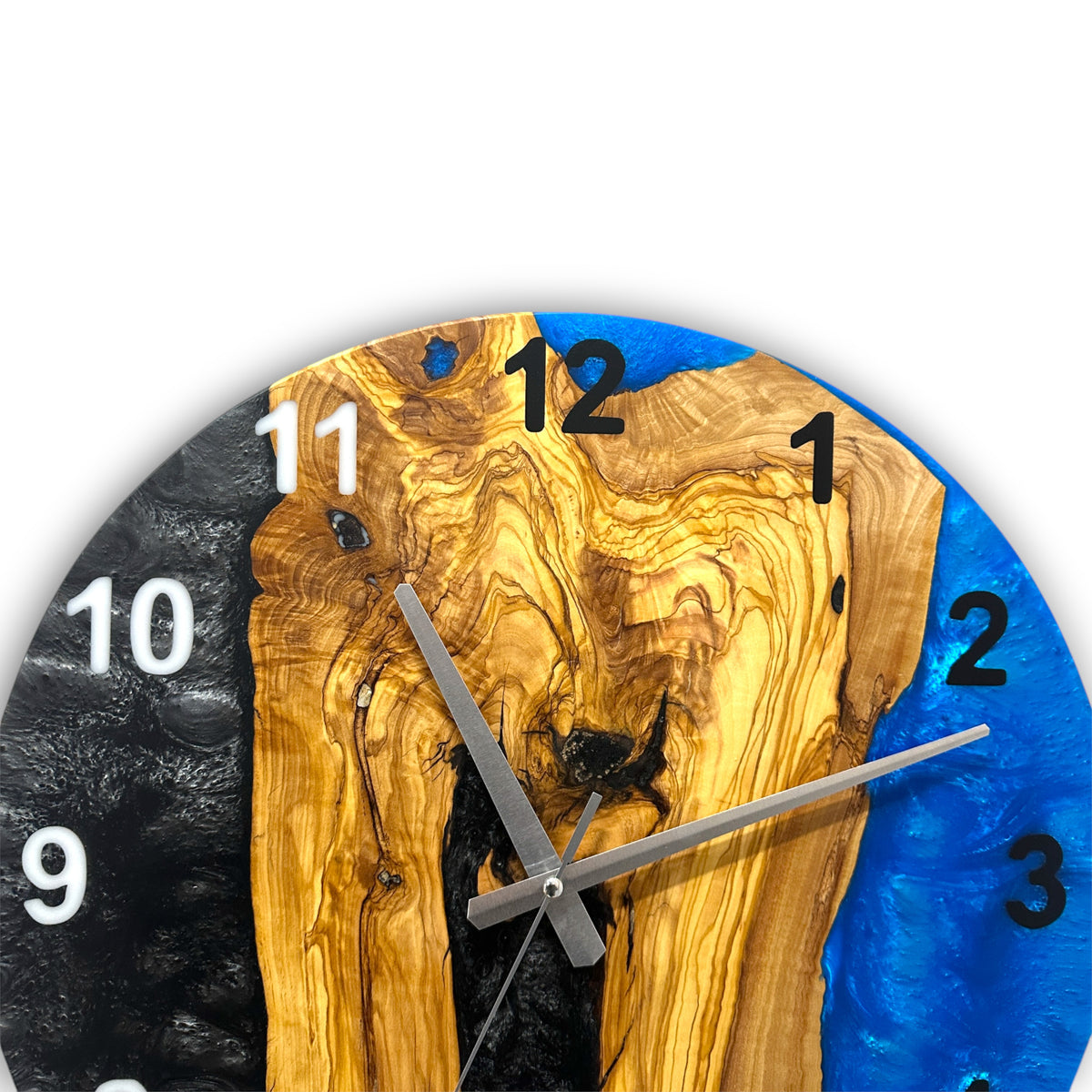 Black & Blue Olive Wood Resin Wall Clock - River Grain Design - view 13