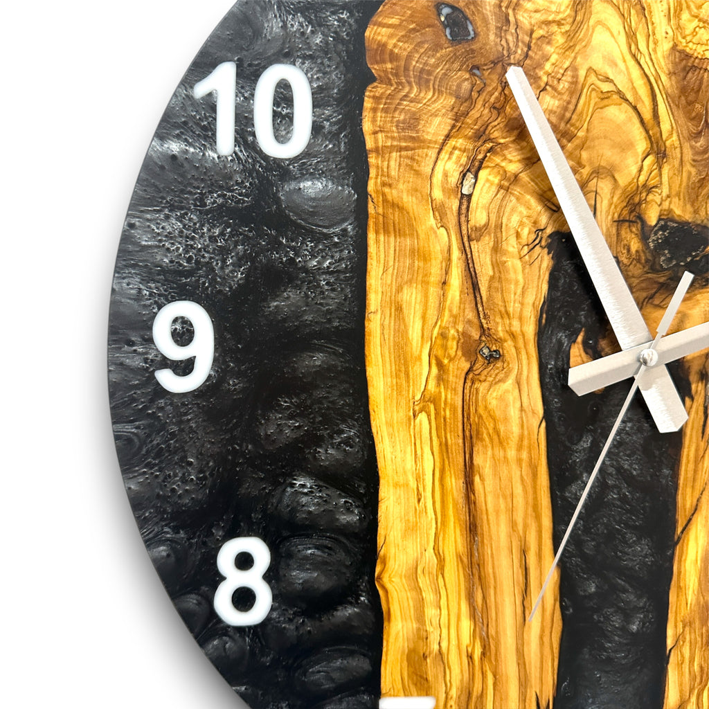 Black & Blue Olive Wood Resin Wall Clock - River Grain Design - view 19