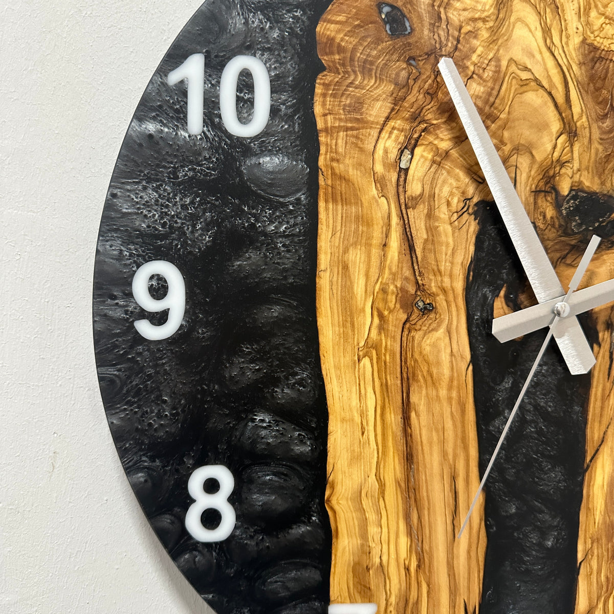 Black & Blue Olive Wood Resin Wall Clock - River Grain Design - view 20