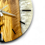 Black Resin Olive Wood Wall Clock - Natural Grain Design - main view