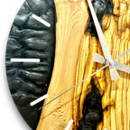 Black Resin Olive Wood Wall Clock - Natural Grain Design - view 2