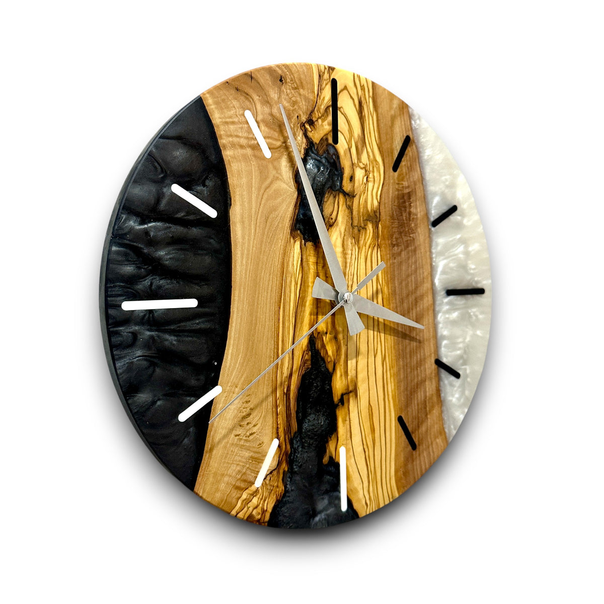 Black Resin Olive Wood Wall Clock - Natural Grain Design - view 8