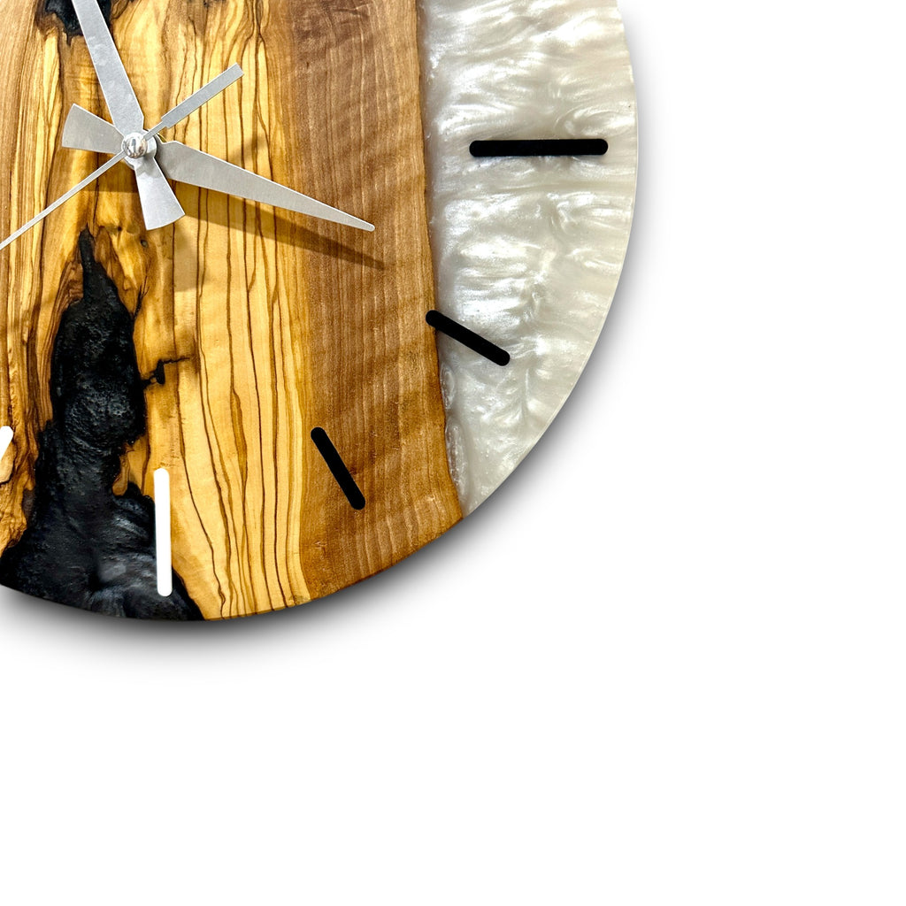 Black Resin Olive Wood Wall Clock - Natural Grain Design - view 12