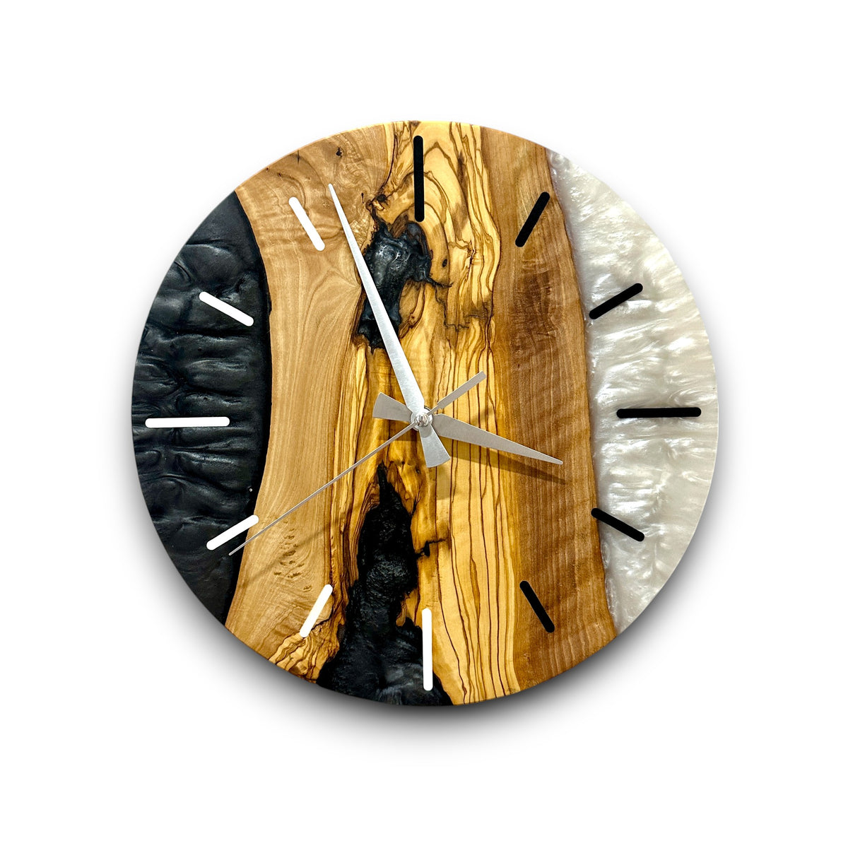 Black Resin Olive Wood Wall Clock - Natural Grain Design - view 18
