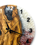Black, Red & White Olive Wood Resin Wall Clock - view 3