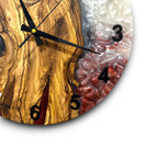 Black, Red & White Olive Wood Resin Wall Clock - view 4