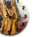 Black, Red & White Olive Wood Resin Wall Clock - view 6