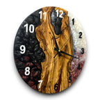 Black, Red & White Olive Wood Resin Wall Clock - view 7