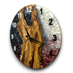 Black, Red & White Olive Wood Resin Wall Clock - view 8