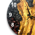 Black, Red & White Olive Wood Resin Wall Clock - view 10