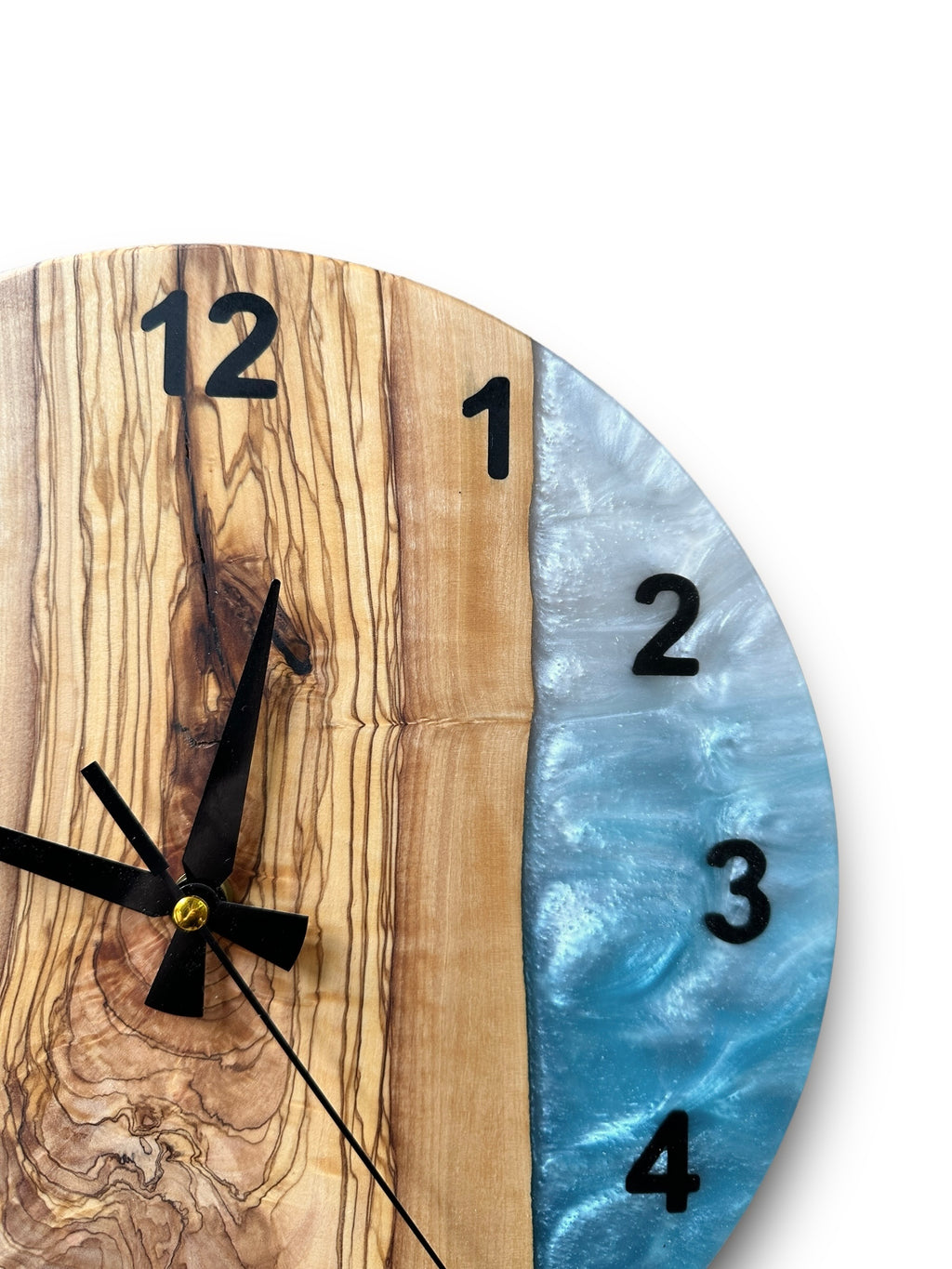 Turquoise & White Olive Wood Resin Wall Clock - view 3