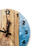 Turquoise & White Olive Wood Resin Wall Clock - view 3