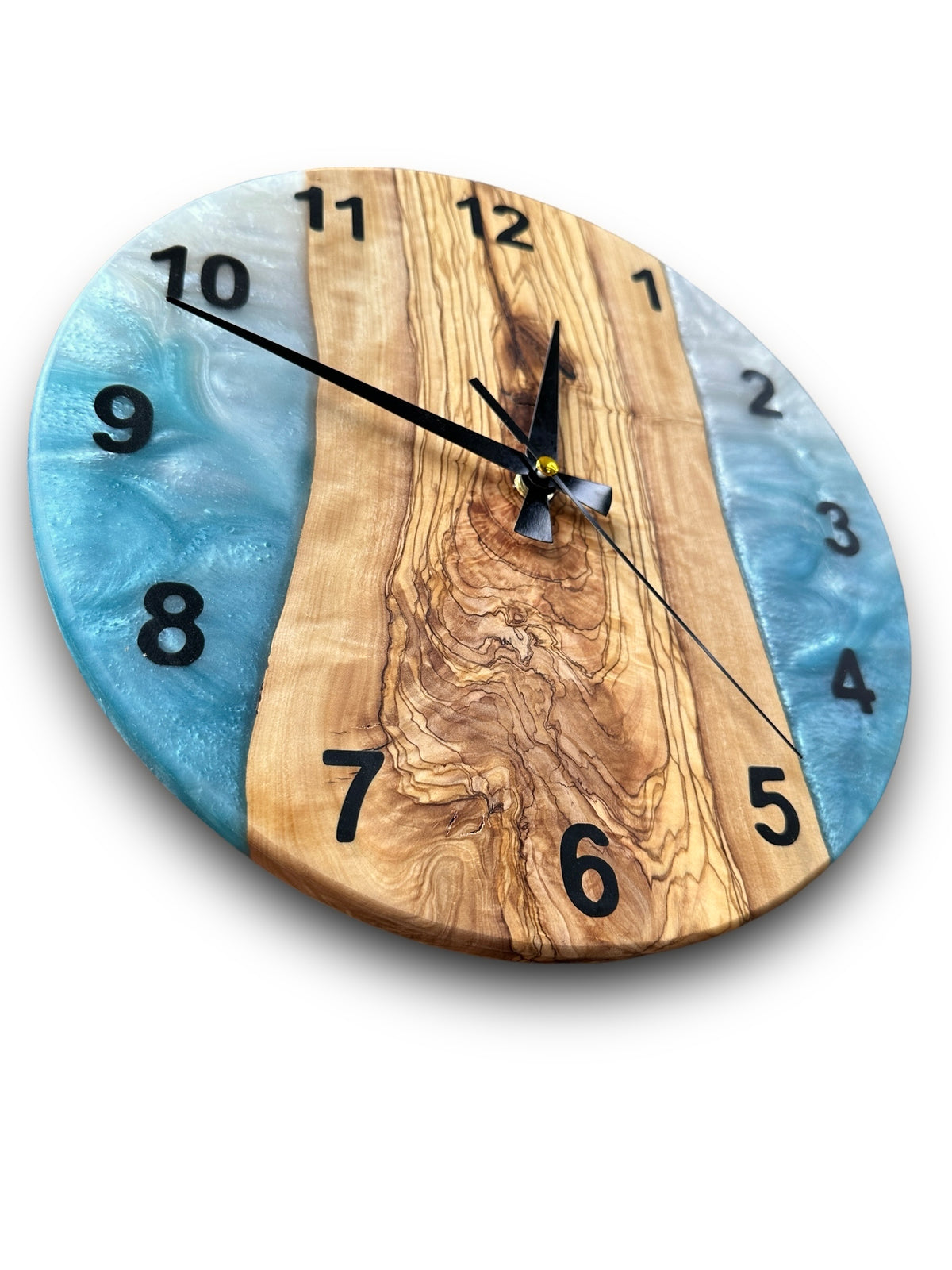 Turquoise & White Olive Wood Resin Wall Clock - view 7