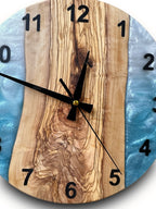 Turquoise & White Olive Wood Resin Wall Clock - view 8