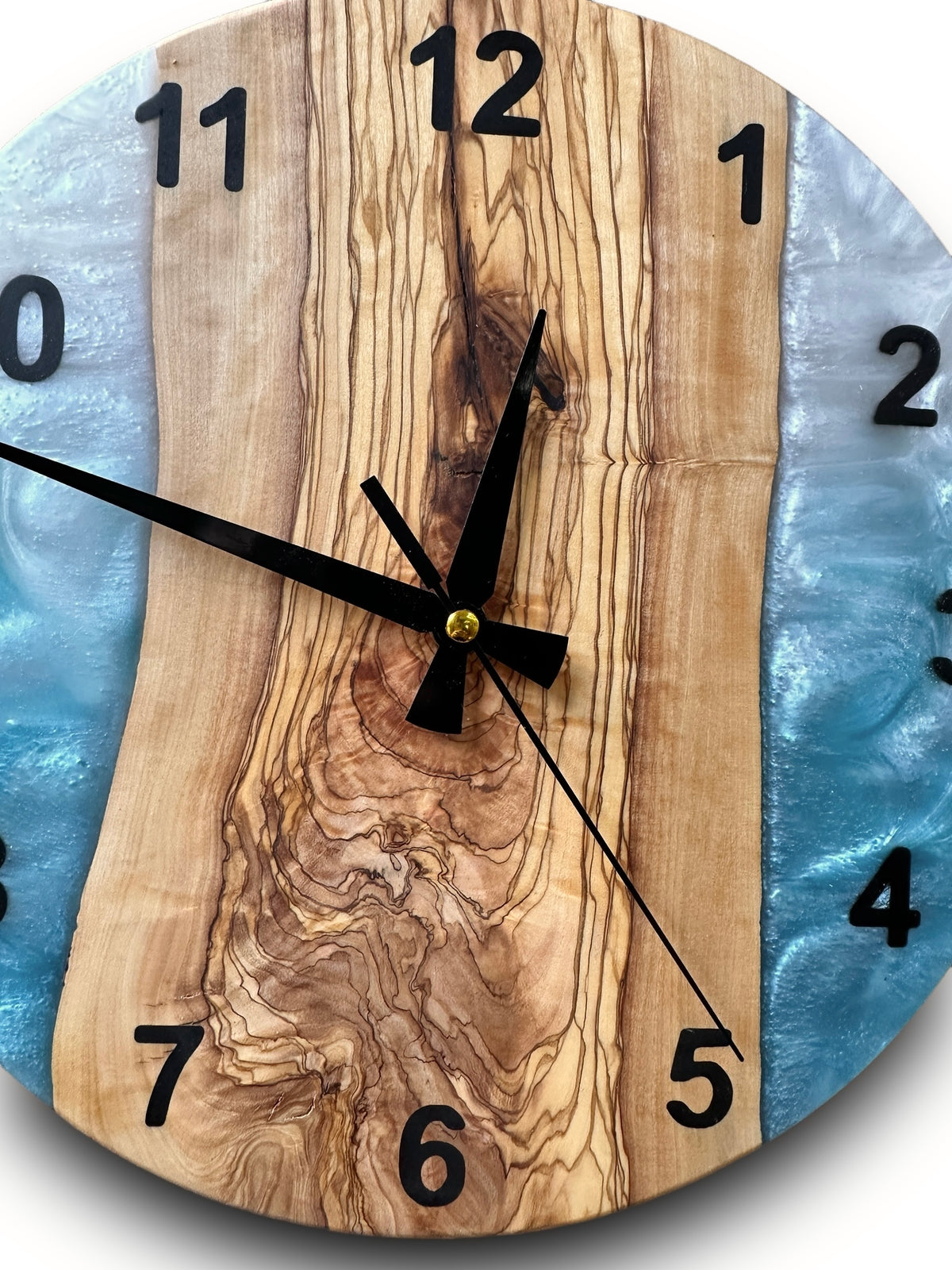 Turquoise & White Olive Wood Resin Wall Clock - view 8