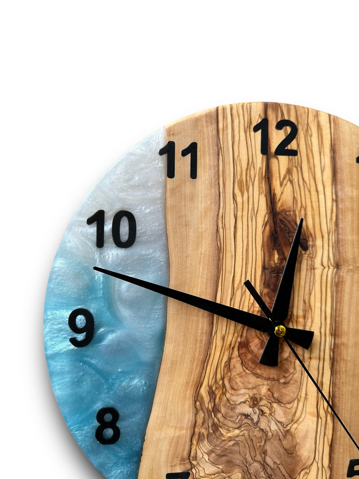Turquoise & White Olive Wood Resin Wall Clock - view 9