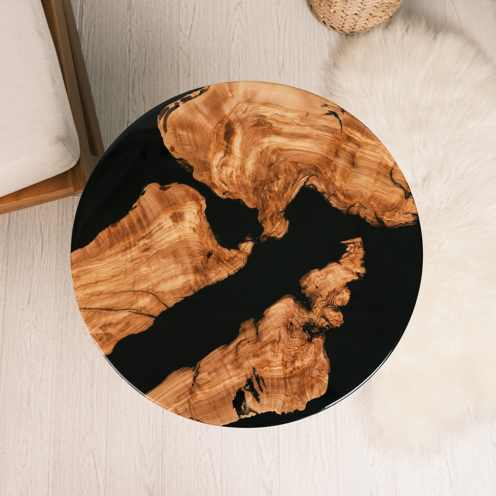 Black Resin Olive Wood Coffee Table — product view 2