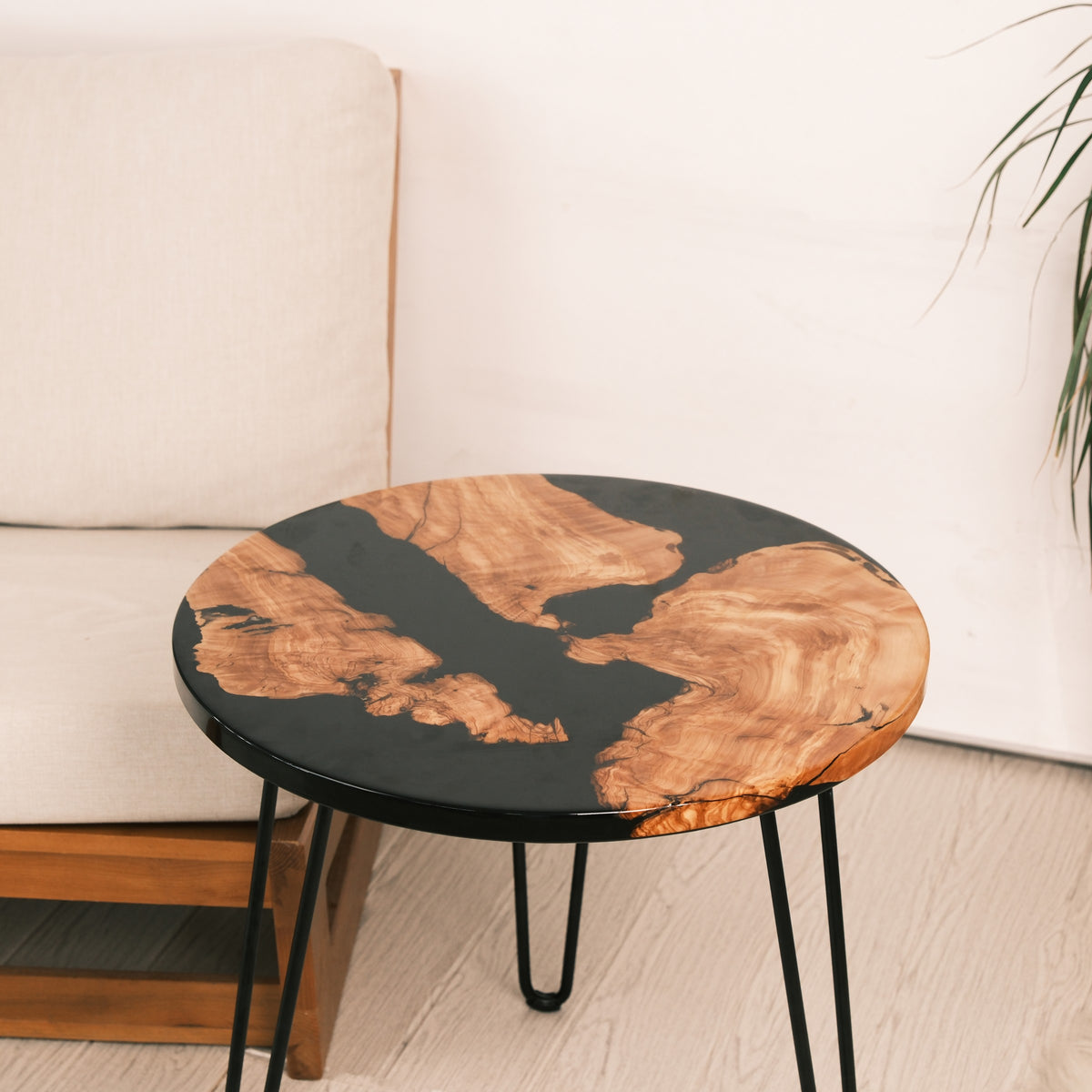 Black Resin Olive Wood Coffee Table — product view 4