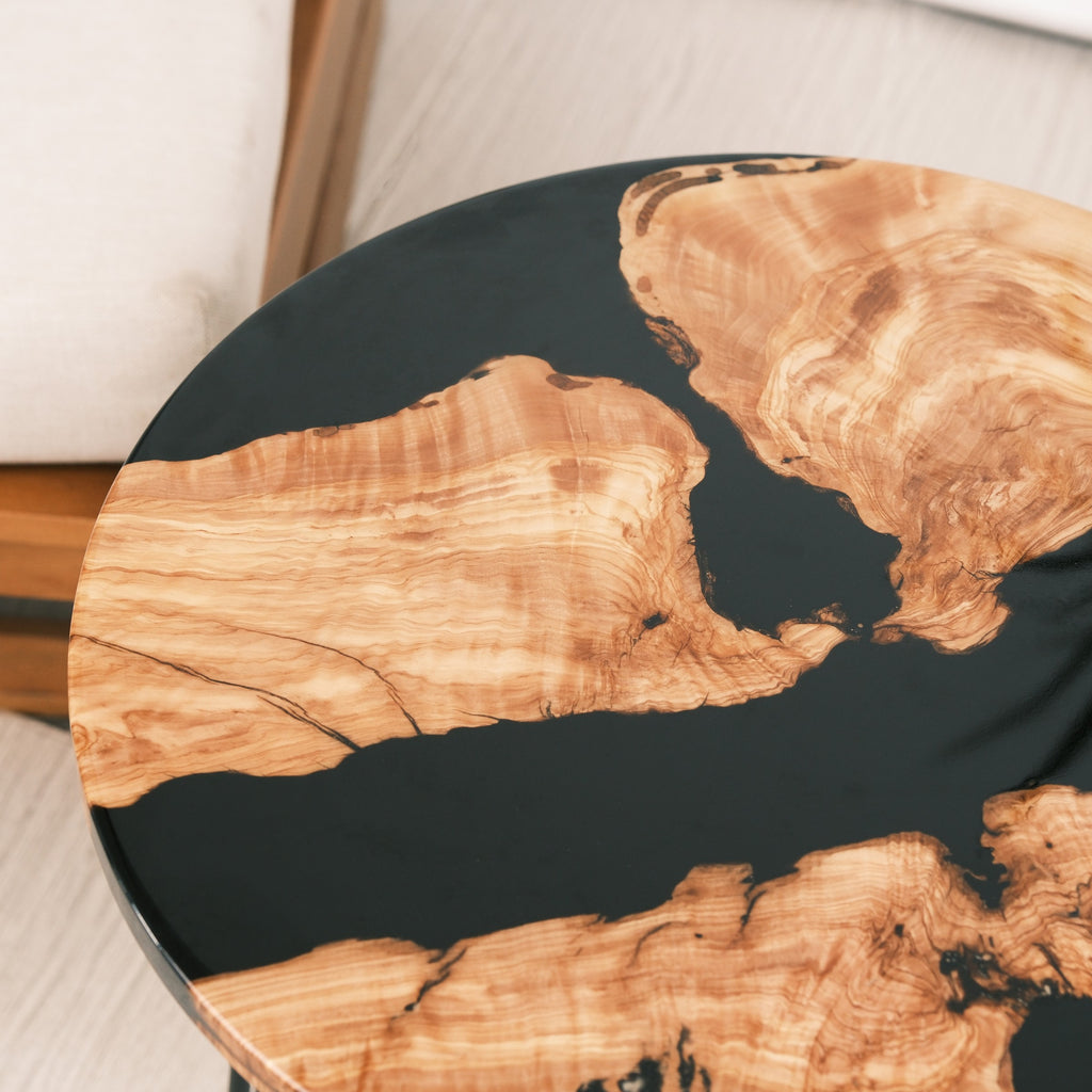 Black Resin Olive Wood Coffee Table — product view 6