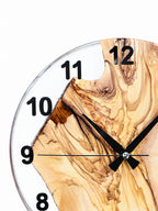 Clear Valley Olive Wood & Resin Wall Clock — product photograph, view 4