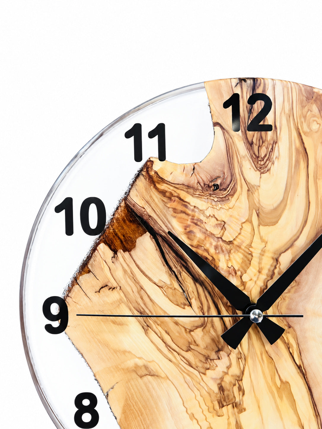 Clear Valley Olive Wood & Resin Wall Clock — product photograph, view 4
