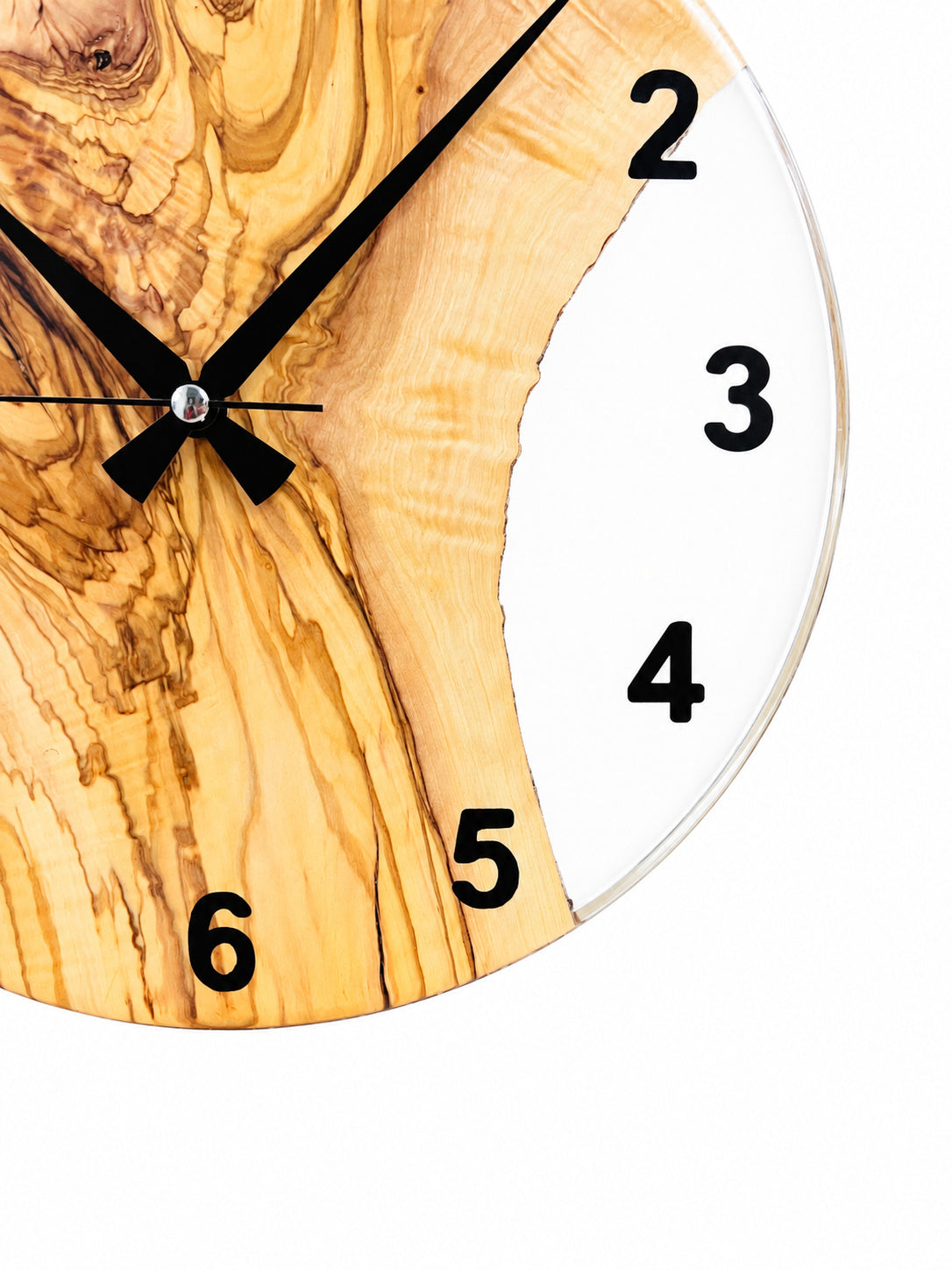 Clear Valley Olive Wood & Resin Wall Clock — product photograph, view 5