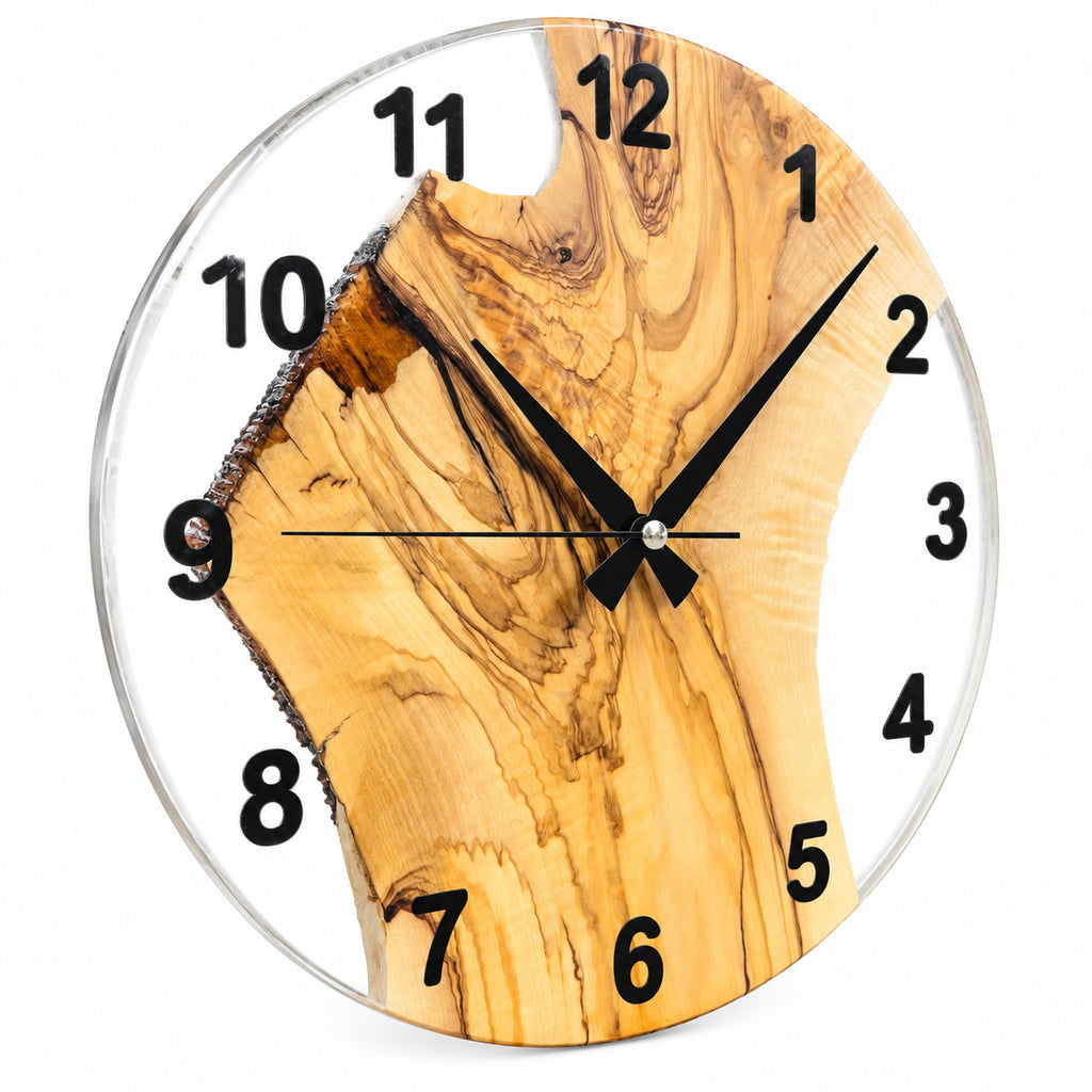 Clear Valley Olive Wood & Resin Wall Clock — product photograph, view 2