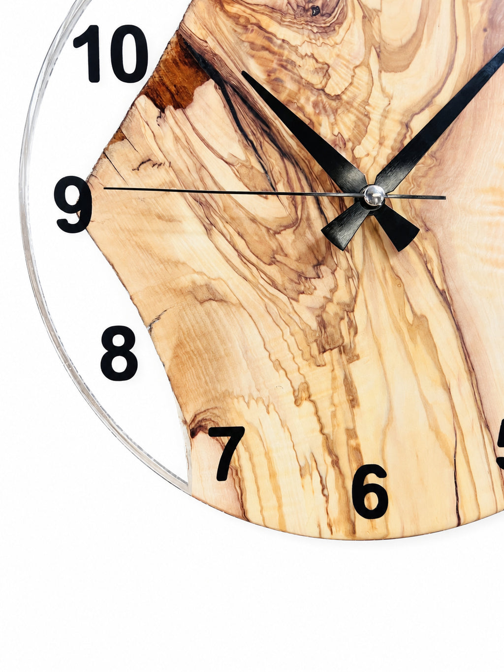 Clear Valley Olive Wood & Resin Wall Clock — product photograph, view 7