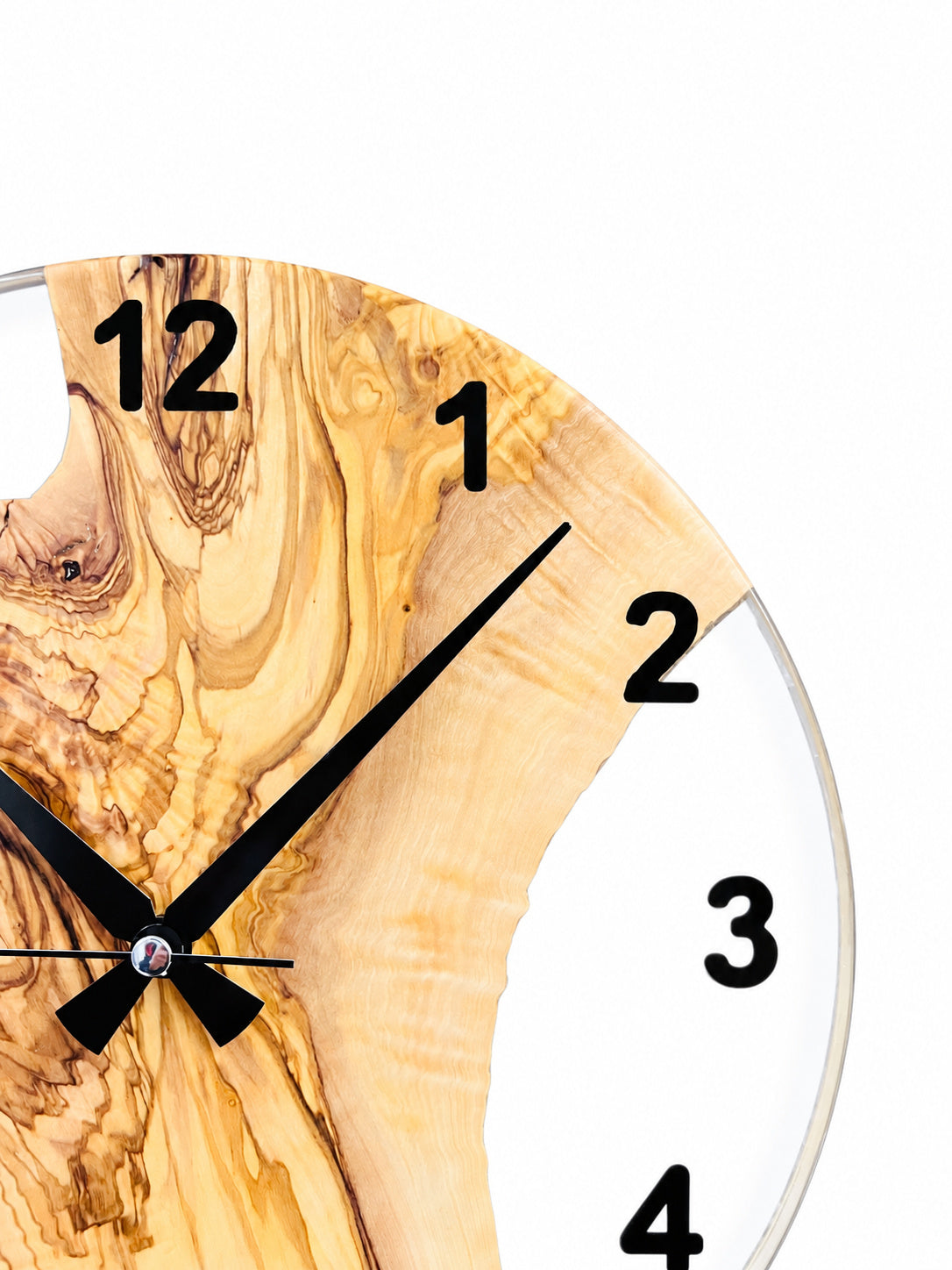 Clear Valley Olive Wood & Resin Wall Clock — product photograph, view 6