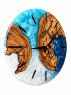 Turquoise Knot Olive Wood & Resin Wall Clock — product photograph, view 3
