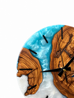 Turquoise Knot Olive Wood & Resin Wall Clock — product photograph, view 2