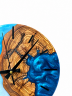 Turquoise Knot Olive Wood & Resin Wall Clock — product photograph, view 4