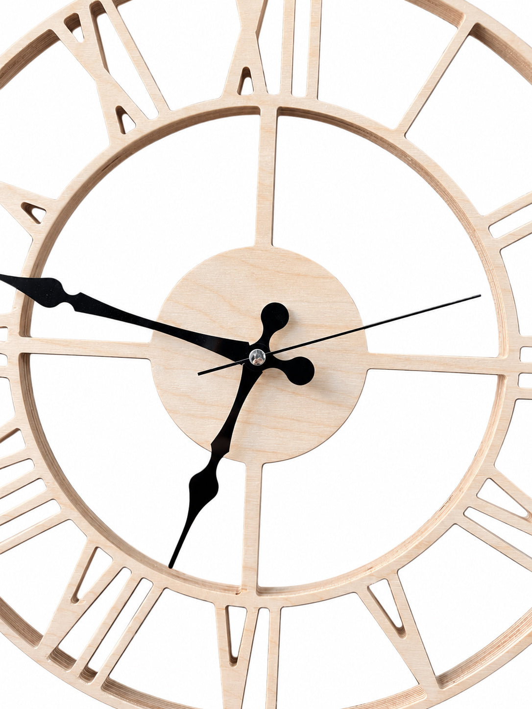 Openwork Roman Wood Wall Clock — product photograph, view 5